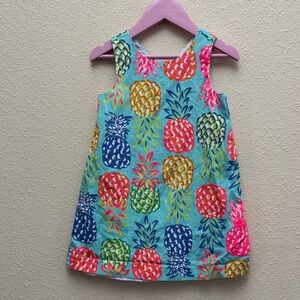 Tommy Bahama Girls Aqua Multi Color Pineapple Print Sleeveless Cotton Dress 4